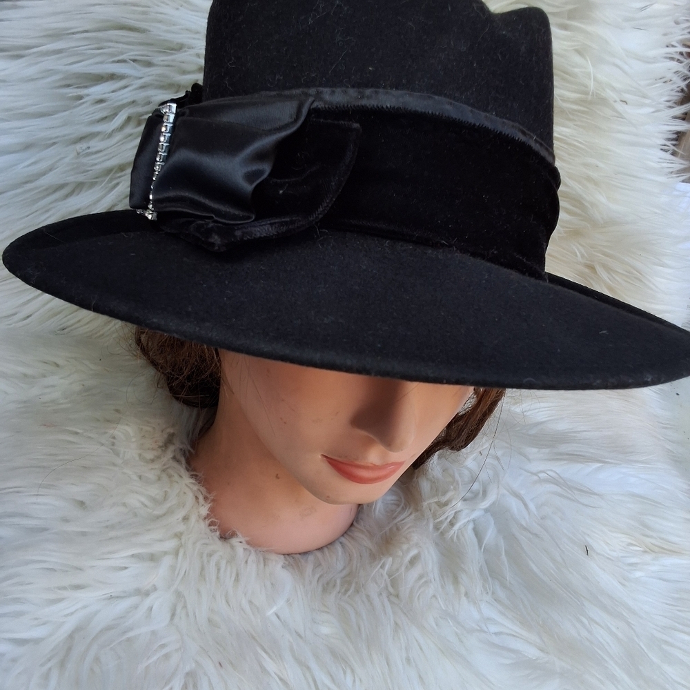 Vintage Rhinestone buckle Fair‎ Weather wool hat - Picture 5 of 10